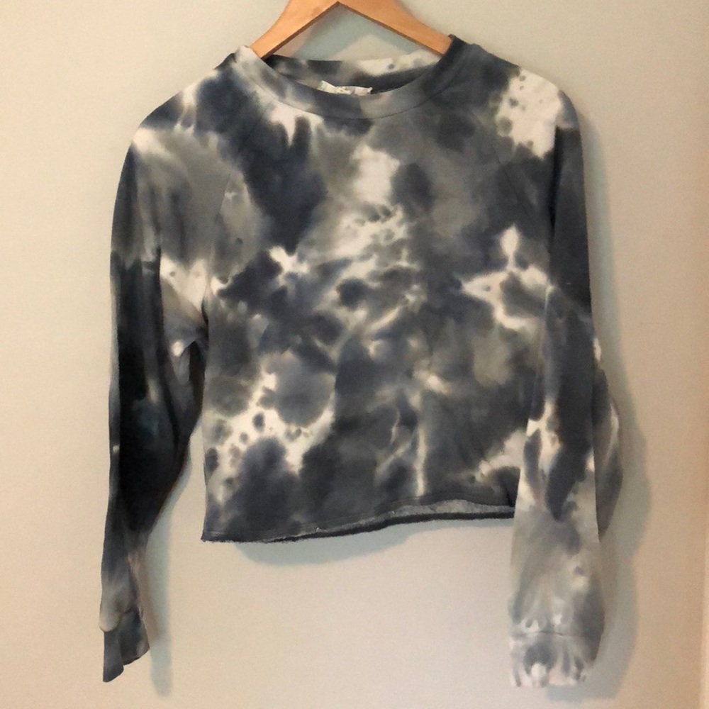 Pink Rose Tie-dye Cropped Long Sleeve Tee